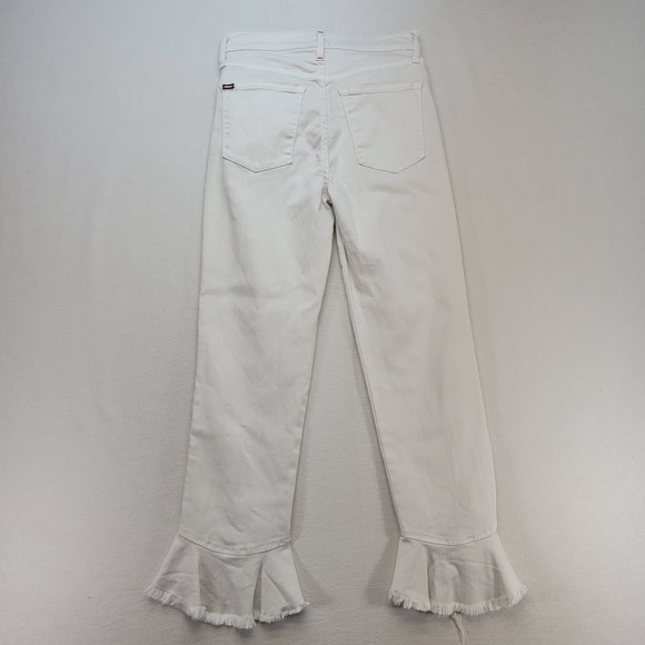 Alice + Olivia Jeans Womens 26 White Zoe Ruffle Split Hem Vintage Sugar Mid Rise - Picture 3 of 12